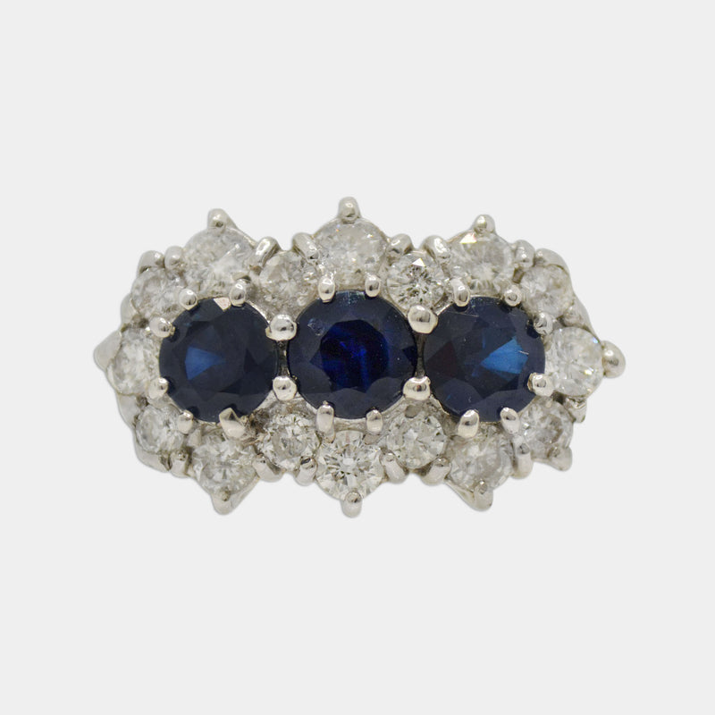 Sapphire Trio & Diamond Ring