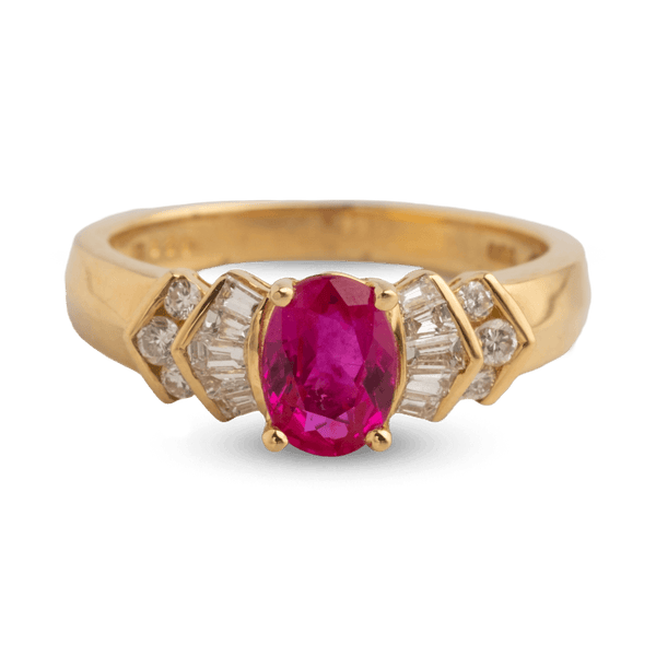 Yellow Gold Ruby &amp; Diamond Ring