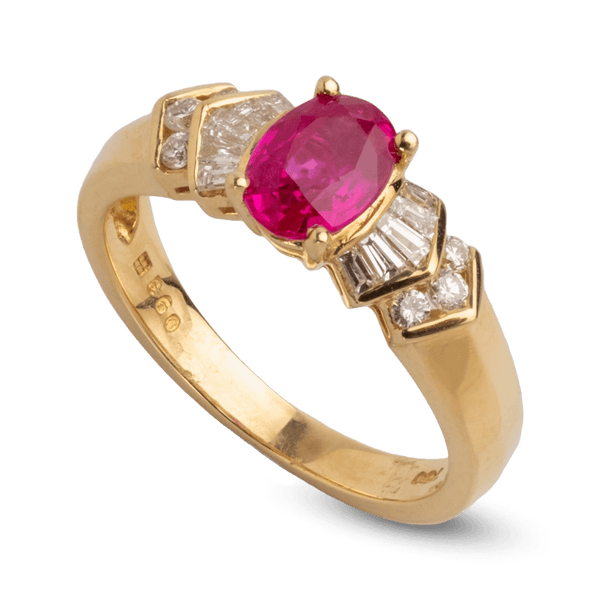 Yellow Gold Ruby &amp; Diamond Ring