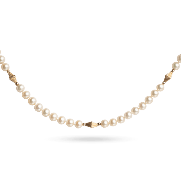 Yellow Gold Pearl Necklace