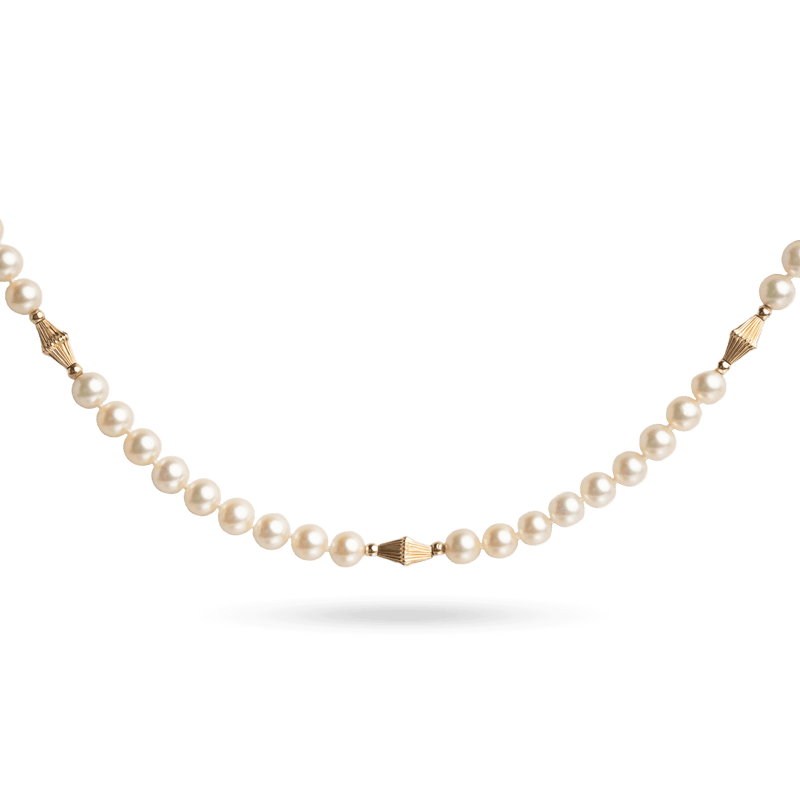 Yellow Gold Pearl Necklace