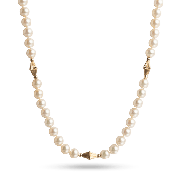 Yellow Gold Pearl Necklace