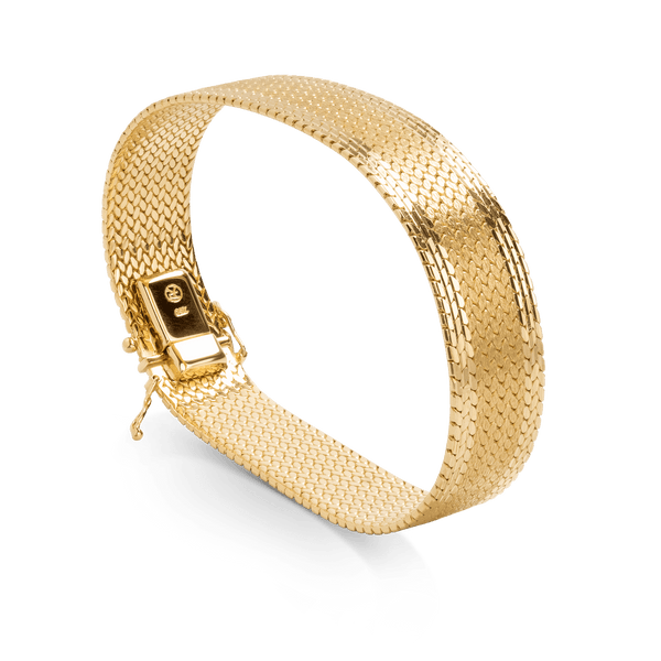 Yellow Gold Wide Woven Design Bracelet