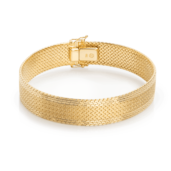 Yellow Gold Wide Woven Design Bracelet