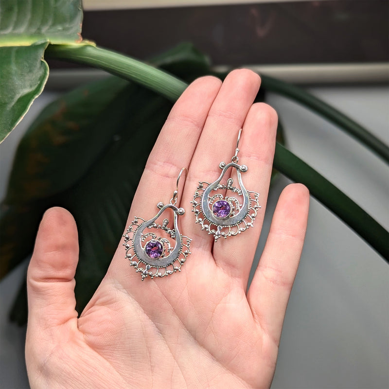 Amethyst Mandala Earrings