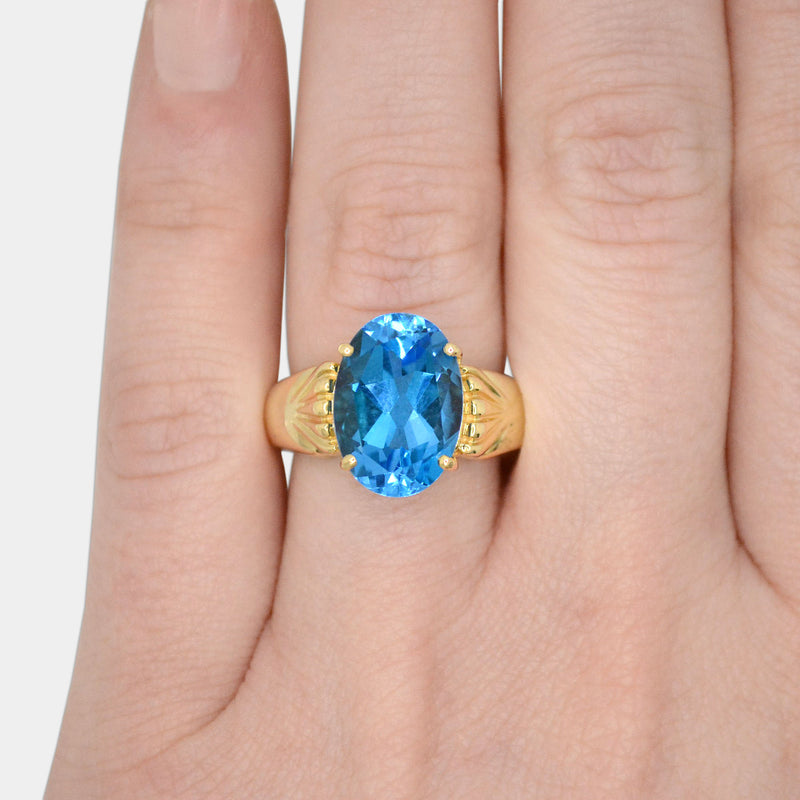 Oval Blue Topaz Ring