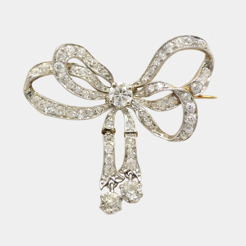 Diamond Bow Brooch