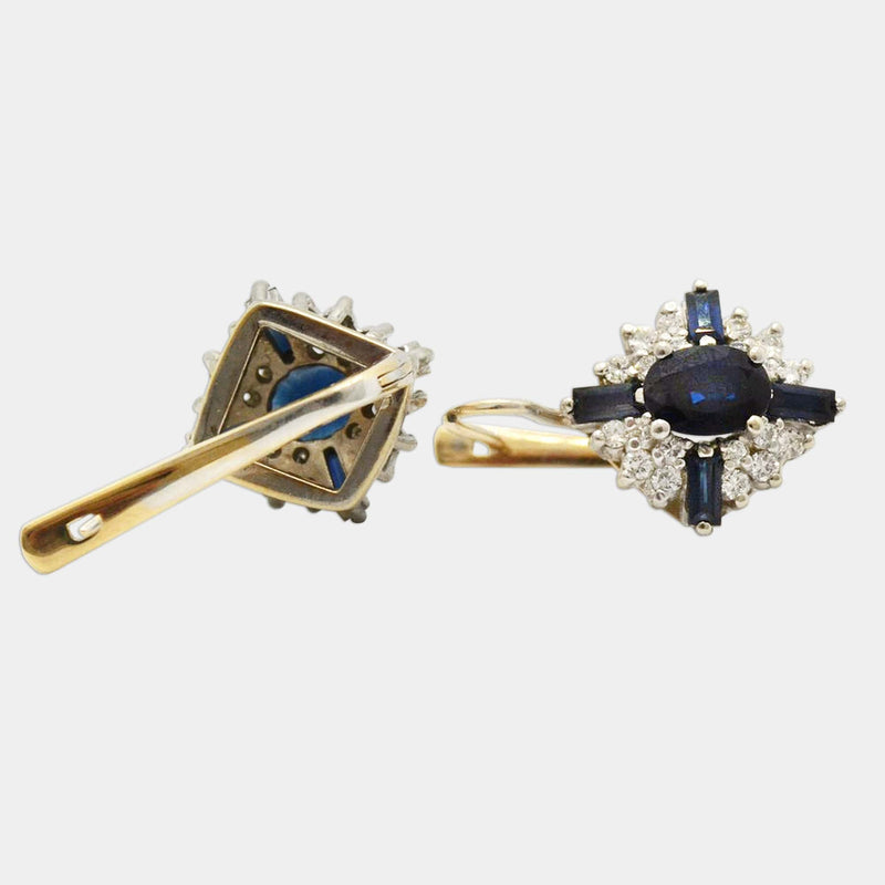 Sapphire & Diamond Cluster Earrings