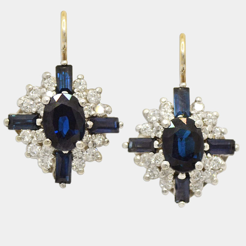 Sapphire & Diamond Cluster Earrings