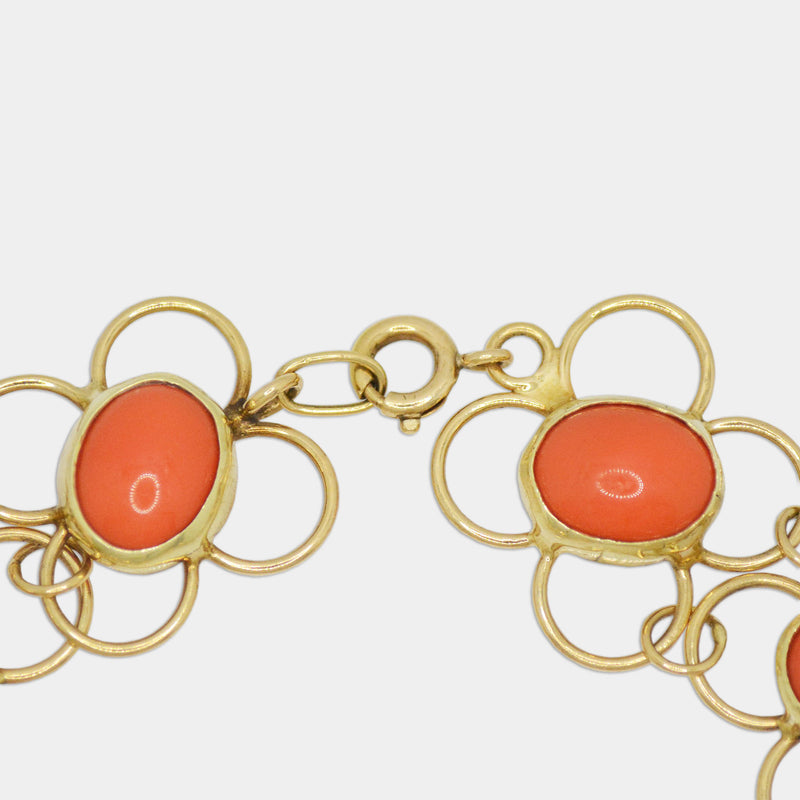 Red-Stone Floral Bracelet