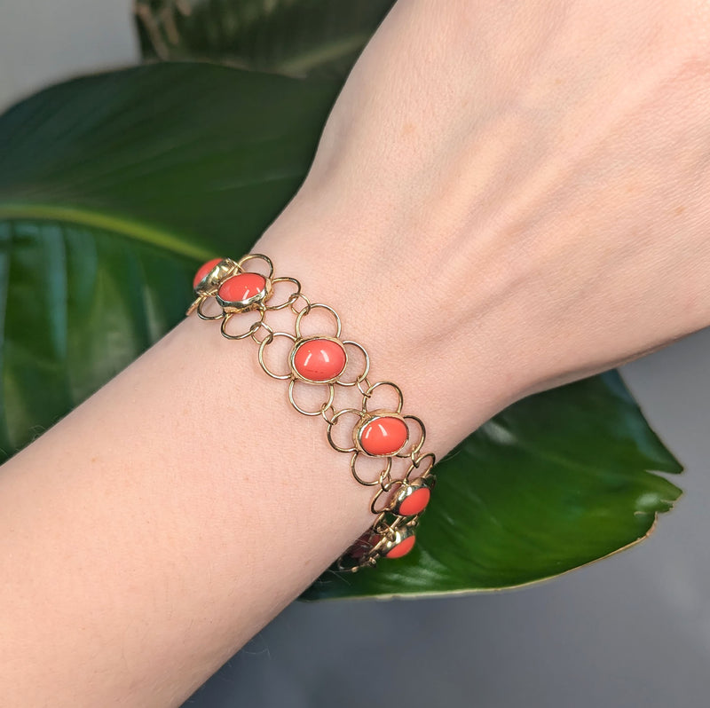 Red-Stone Floral Bracelet