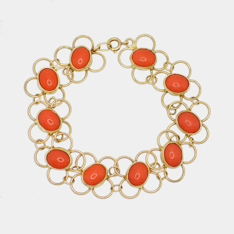 Red-Stone Floral Bracelet