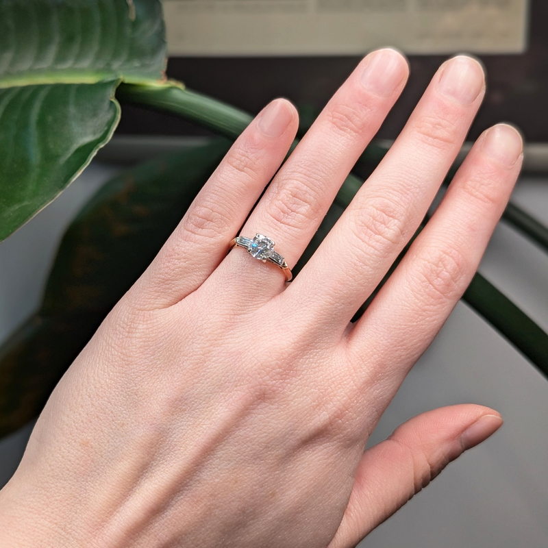 Solitaire & Baguette Diamond Ring