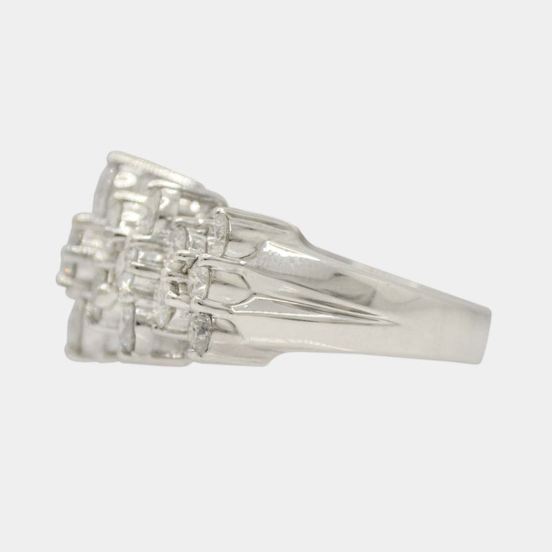 Wide Diamond Cluster Ring