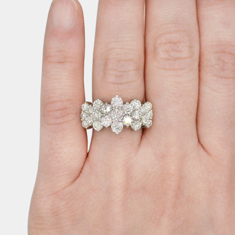 Wide Diamond Cluster Ring