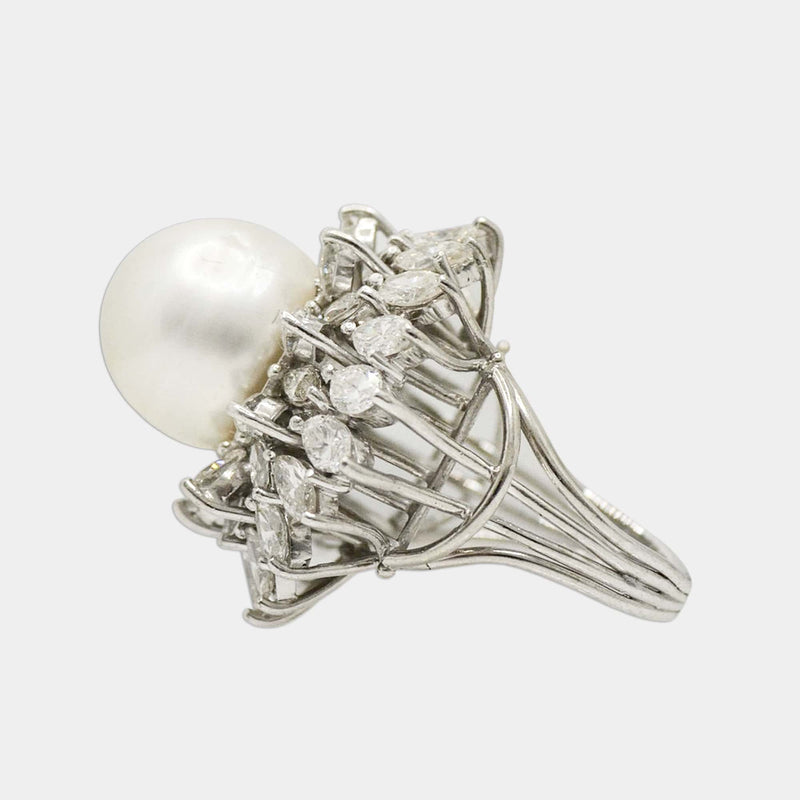 Pearl & Diamond Burst Ring