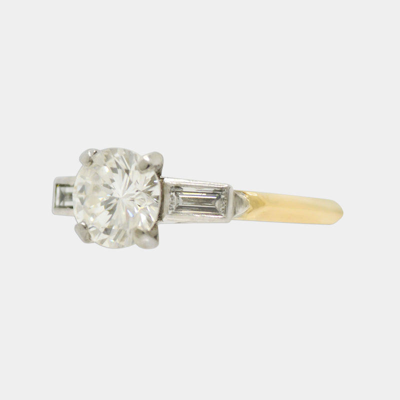 Solitaire & Baguette Diamond Ring