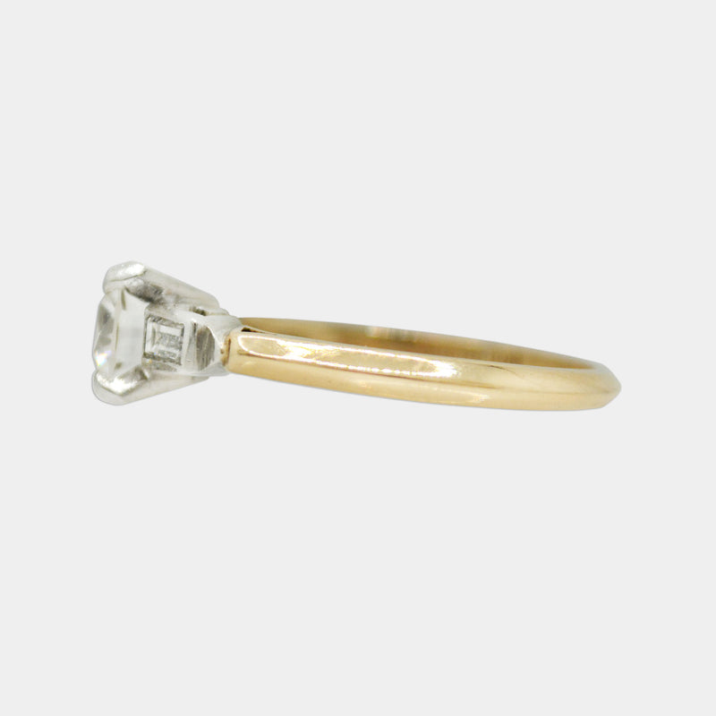 Solitaire & Baguette Diamond Ring