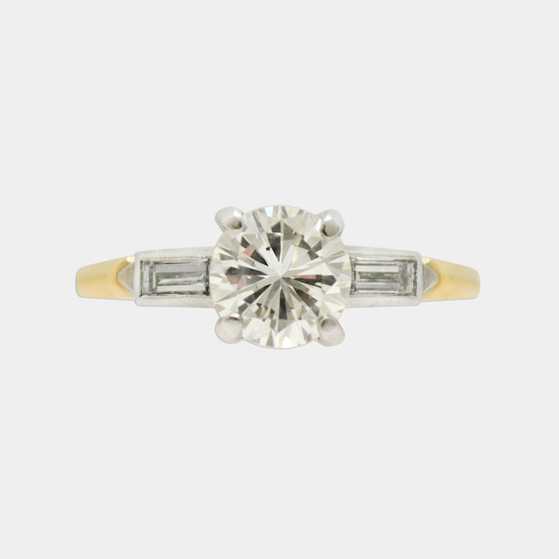 Solitaire & Baguette Diamond Ring