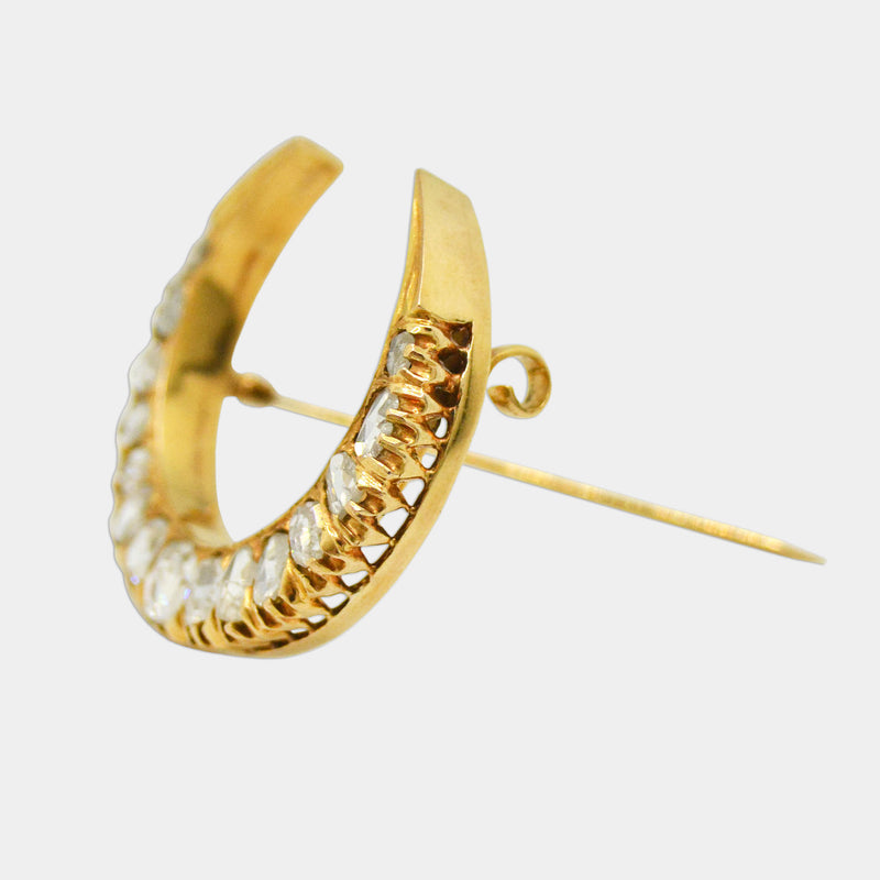 Diamond Crescent Moon Brooch