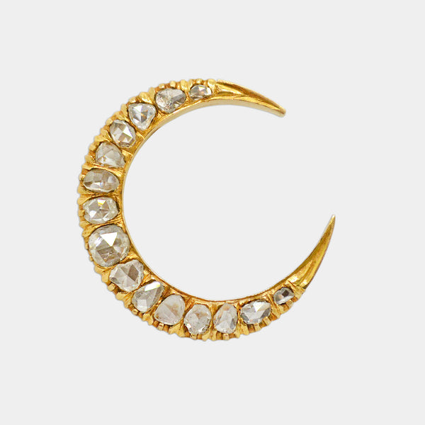 Diamond Crescent Moon Brooch