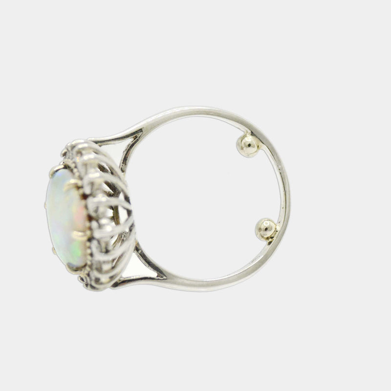 Opal & Diamond Halo Ring