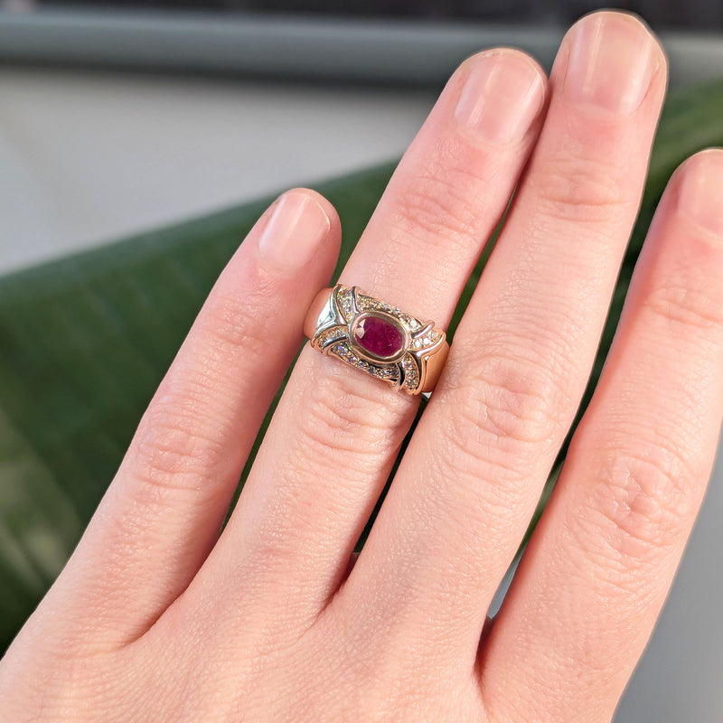 Oval Ruby & Diamond Ring